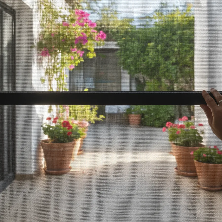 Mosquitera plisada para puerta de acceso a terraza